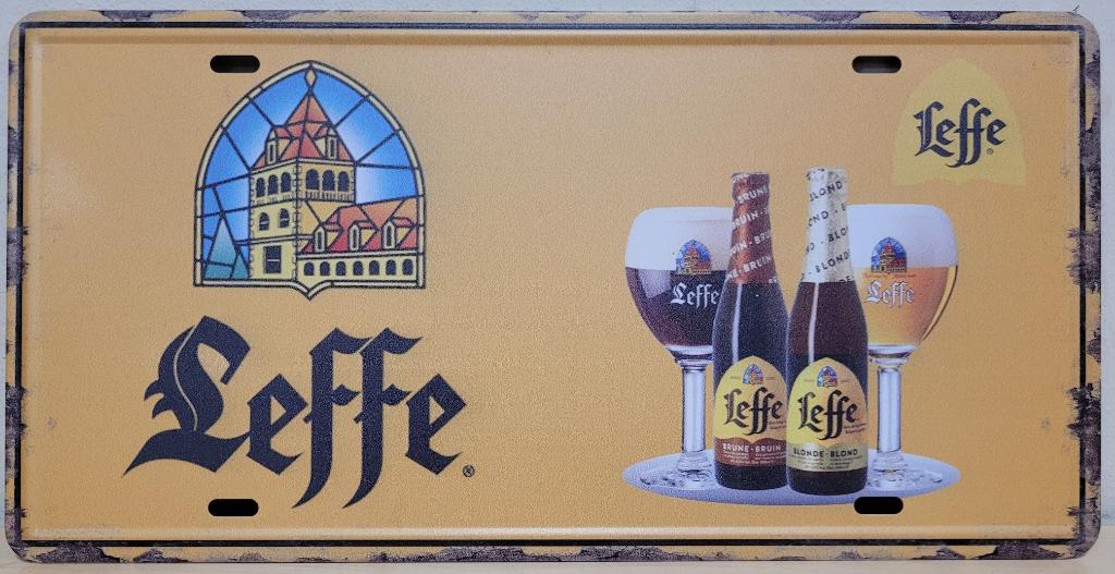 Leffe bier logo license plate reclamebord van metaal deco