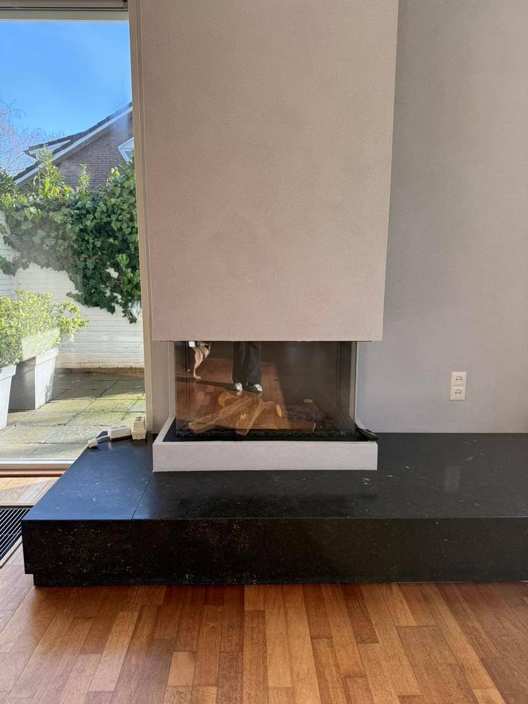 DRU gashaard – moderne inbouw – driezijdig glas, Ophalen, Zo goed als nieuw, Inbouwhaard, Gashaard