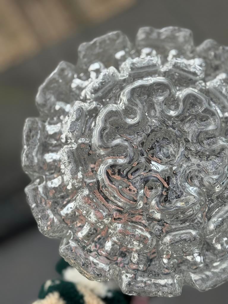 Vintage Ice Glass Pendant Lamp by Glashutte Limburg Germany, Ophalen of Verzenden, Glas, Zo goed als nieuw, Space age retro kristall