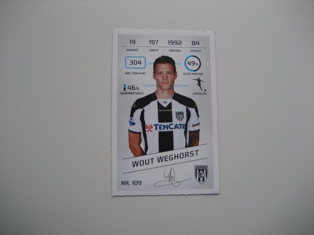 wout weghorst rookie plaatje, Ophalen of Verzenden, Zo goed als nieuw, Overige binnenlandse clubs, Poster, Plaatje of Sticker