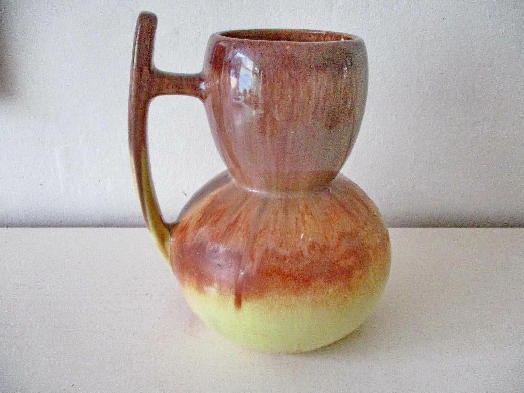 Vintage katwijk aardewerk fabriek vaas druipglazuren, Antiek en Kunst, Antiek | Vazen, Ophalen of Verzenden