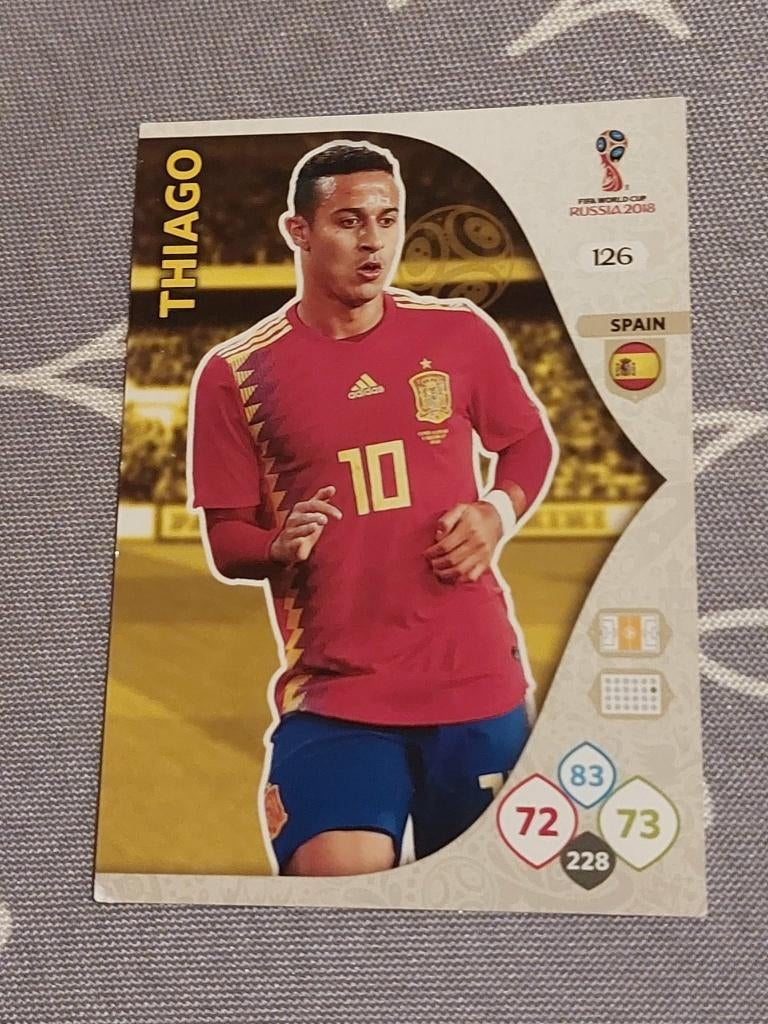 Voetbalkaart : Panini/Thiago/Spanje/WK 2018, Verzenden, Zo goed als nieuw, Buitenlandse clubs, Spelerskaart