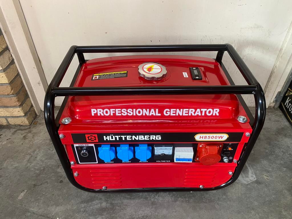 Huttenberg aggregaat (NIEUW) volle tank + olie mogelijk, Ophalen, Nieuw, Minder dan 5 kVA, Benzine