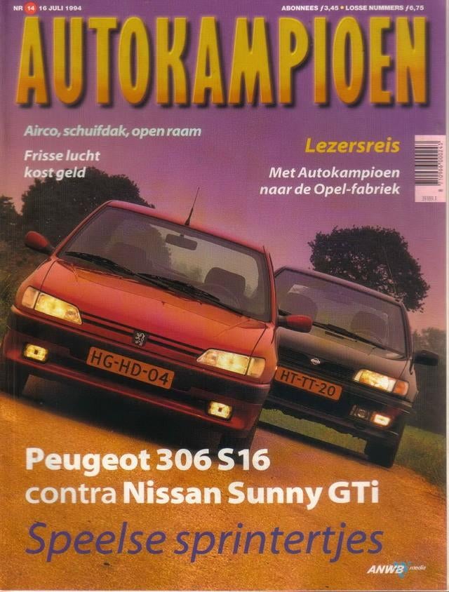 Autokampioen 14 1994 : Nissan Sunny 2.0 GTI - Peugeot S16, Ophalen of Verzenden, Gelezen, Algemeen