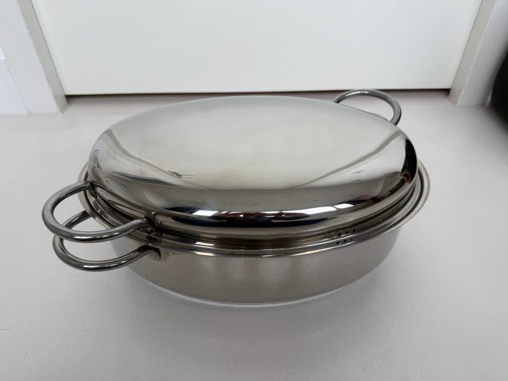 Vispan met inzet, Huis en Inrichting, Keuken | Potten en Pannen, Ophalen, Zo goed als nieuw, Rvs, Overige typen