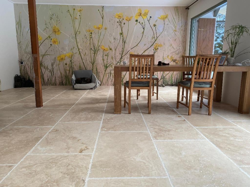 karakteristieke tegels Travertin Light 60x90 cm getrommeld, Ophalen, 60 cm of meer, Nieuw, 10 m² of meer