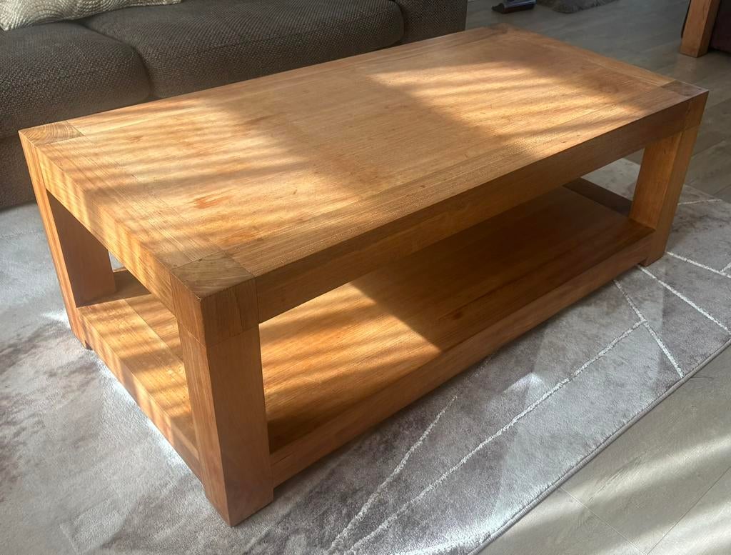 Salon tafel van massief teakhout, Huis en Inrichting, Tafels | Salontafels, Ophalen, Gebruikt, 50 tot 100 cm, 100 tot 150 cm