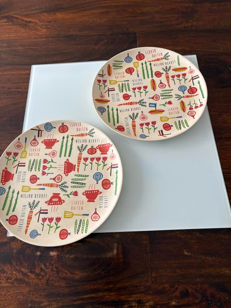 Unox 'Lekker Buiten' borden - set van 2, Overige materialen, Ophalen of Verzenden, Zo goed als nieuw, Bord(en)
