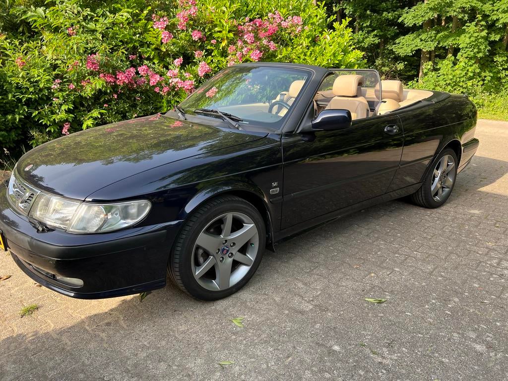 Saab 9-3 Cabriolet 2.0 T  2001 Blauw, leer/lm/airco, Voorwielaandrijving, 4 cilinders, Cabriolet, 11 km/l