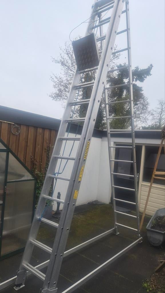 ZARGES Aluminium Ladder 3 maal 15 tredes, Ophalen, Gebruikt, 4 meter of meer