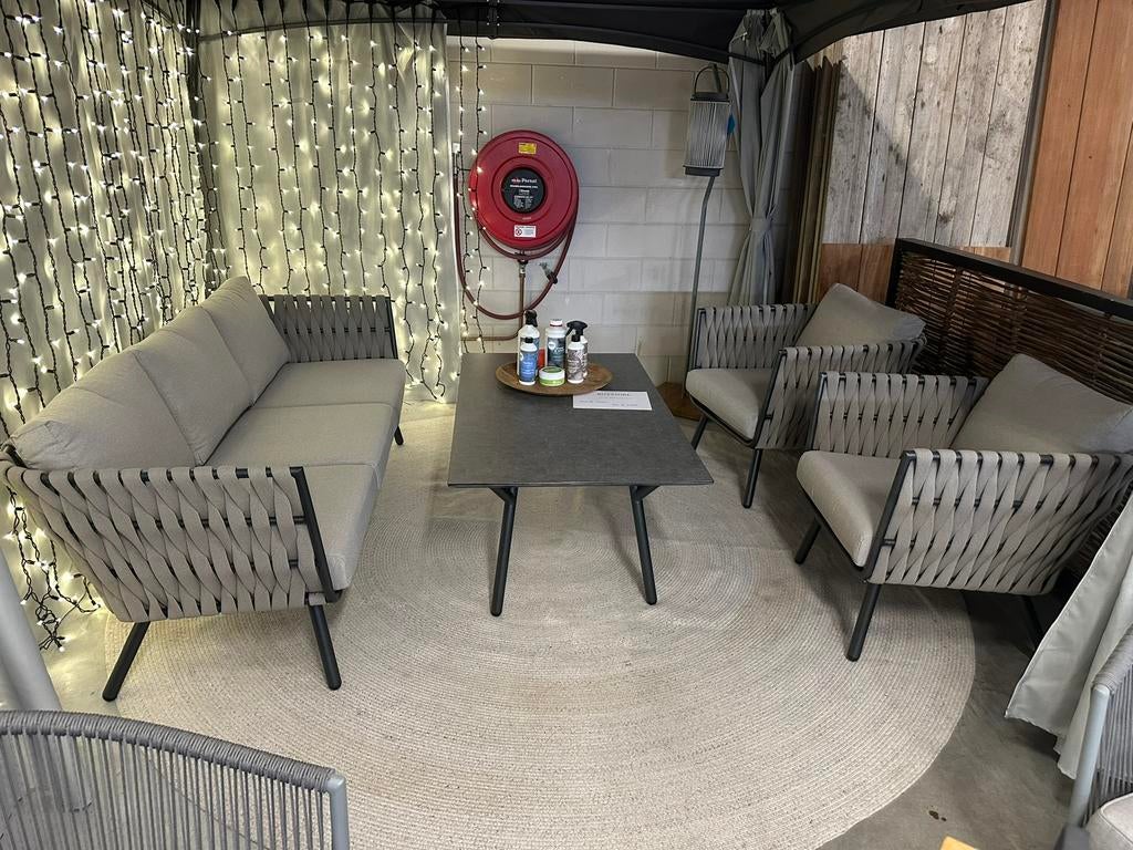 Comfortabele aluminium loungeset met dik kunststof rope, Tuin en Terras, Tuinsets en Loungesets, Nieuw, Loungeset, Aluminium, 5 zitplaatsen