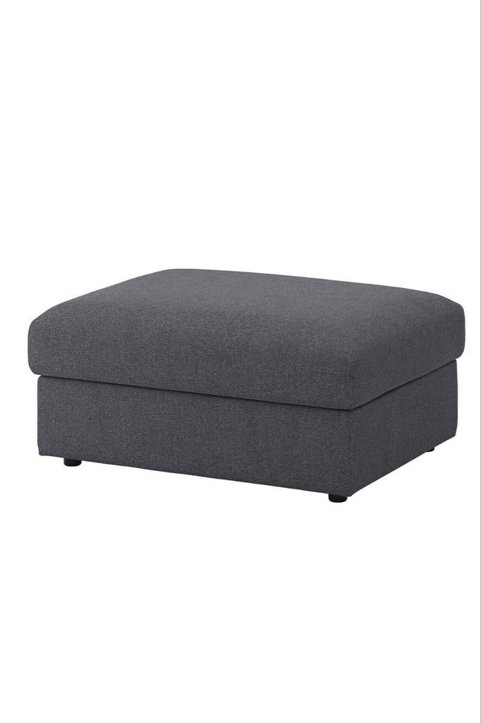 Donkergrijze poef met opbergruimte, Ophalen, Gebruikt, 50 tot 75 cm, 75 tot 100 cm