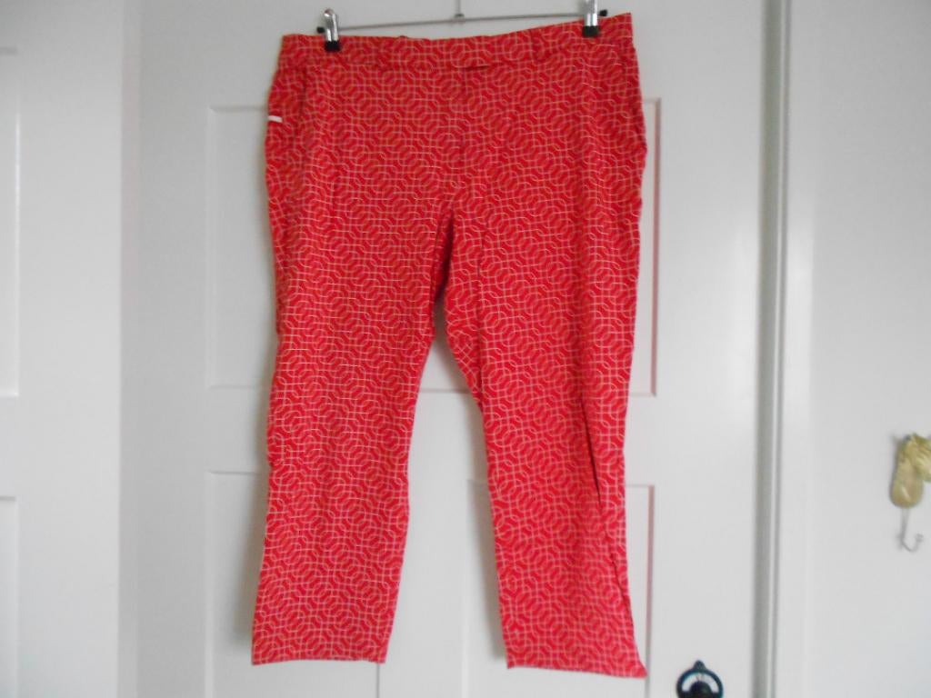 Expresso, rood/witte, 3/4 de stretch broek, maat 46., Kleding | Dames, Broeken en Pantalons, Expresso, Maat 46/48 (XL) of groter