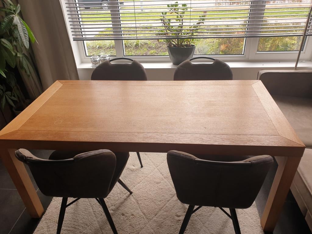 Eetkamertafel onbehandeld eiken 180x90, Ophalen, Gebruikt, Eikenhout, 50 tot 100 cm
