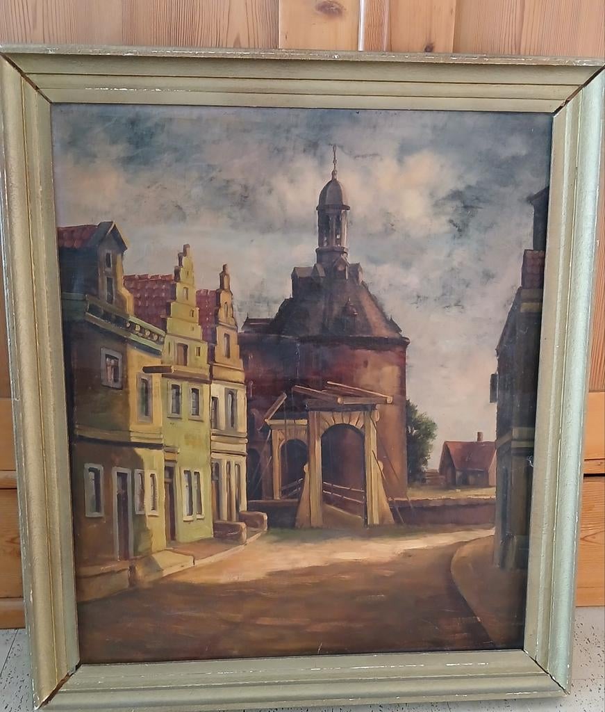 Schilderij Drommedaris Enkhuizen door Nowak, Antiek en Kunst, Ophalen