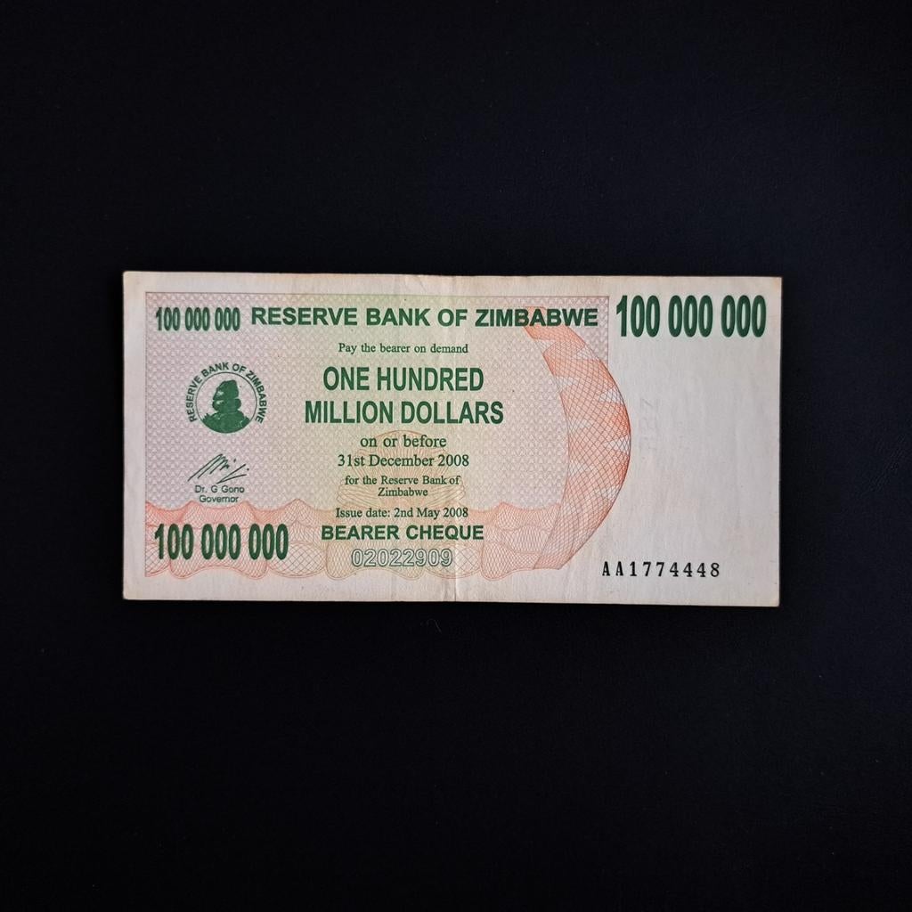 100000000 dollar Zimbabwe #066, Verzenden, Overige landen, Los biljet