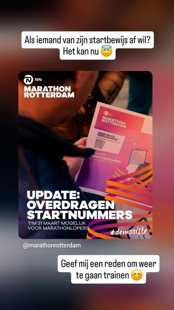 Startbewijs Rotterdam marathon gezocht, Ophalen of Verzenden