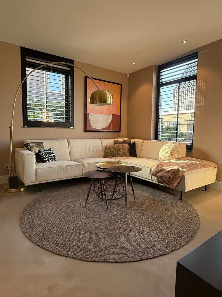 Hoekbank Silver velvet stof Troubadour Amstelveen z.g.a.n., Ophalen, Hoekbank, Zo goed als nieuw, Vierpersoons of meer