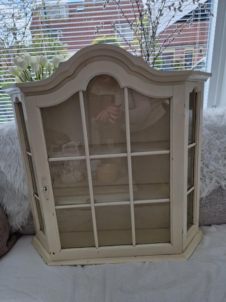 Vitrinekastje room wit antiek goede staat, Ophalen, Met deur(en), Glas, Vintage antiek klassiek