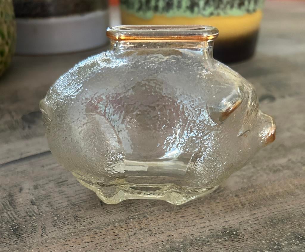 Glazen varkentje spaarpot vintage, Ophalen of Verzenden