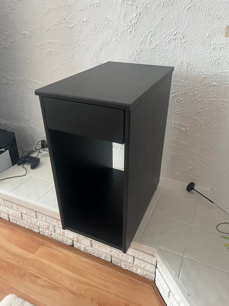 Houten ladekast zwart met wieltjes | In topstaat!, Ophalen, 50 tot 100 cm, Zo goed als nieuw, 3 of 4 laden