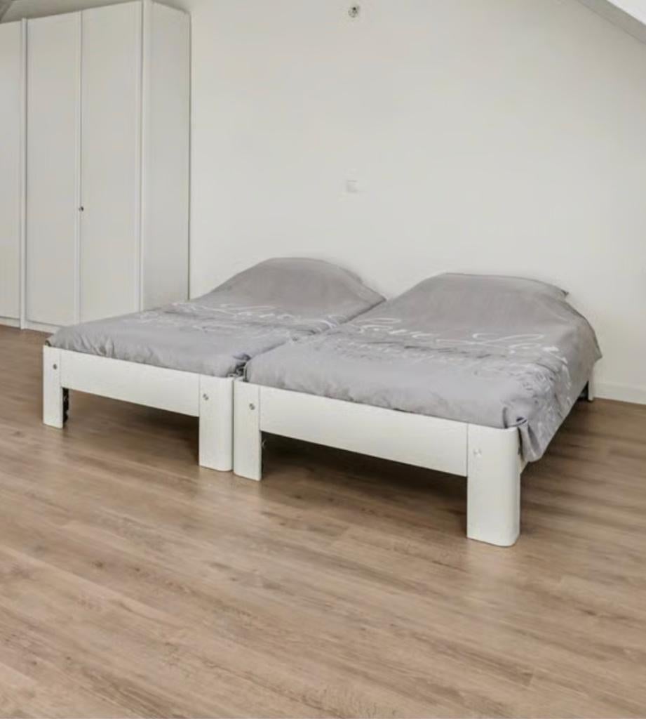 Auping Auronde 2-persoonsbed (losse bedden) + matrassen, Ophalen, Gebruikt, Wit, Tweepersoons