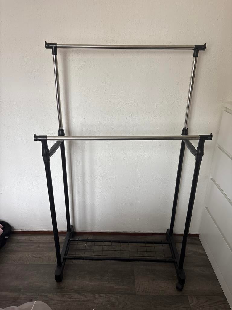 Dubbel kledingrek met wielen, Ophalen, Met wielen, Gebruikt