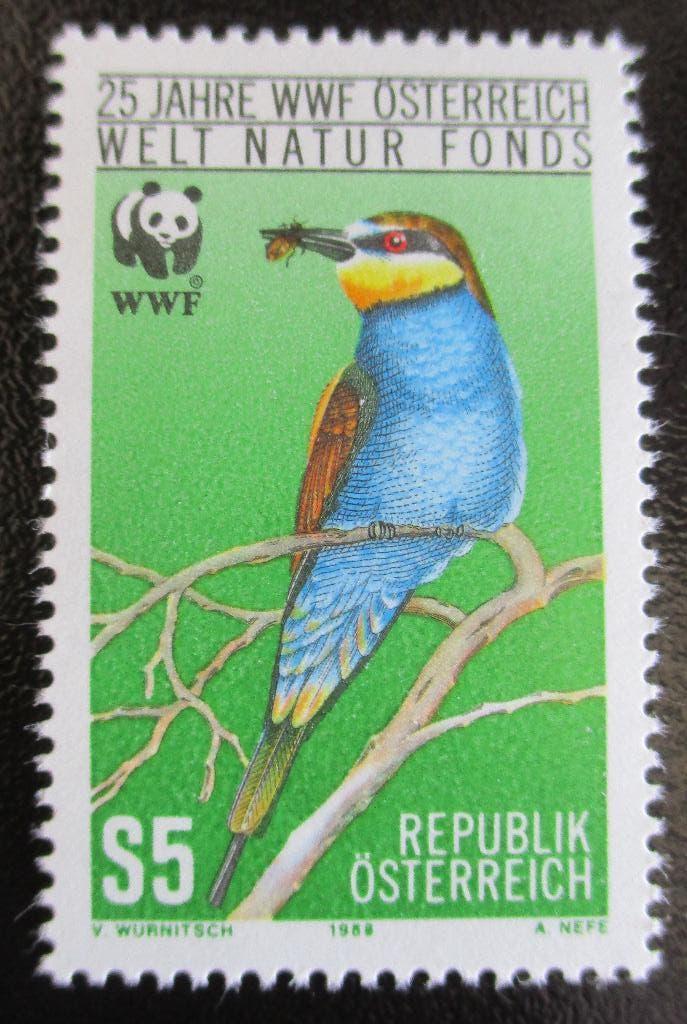 Oostenrijk, WWF zegel Bijeneter, Verzenden, Postfris, Dier of Natuur