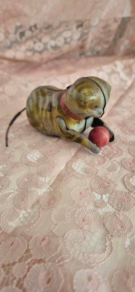 Antieke blikken opwindbare kat, Ophalen of Verzenden