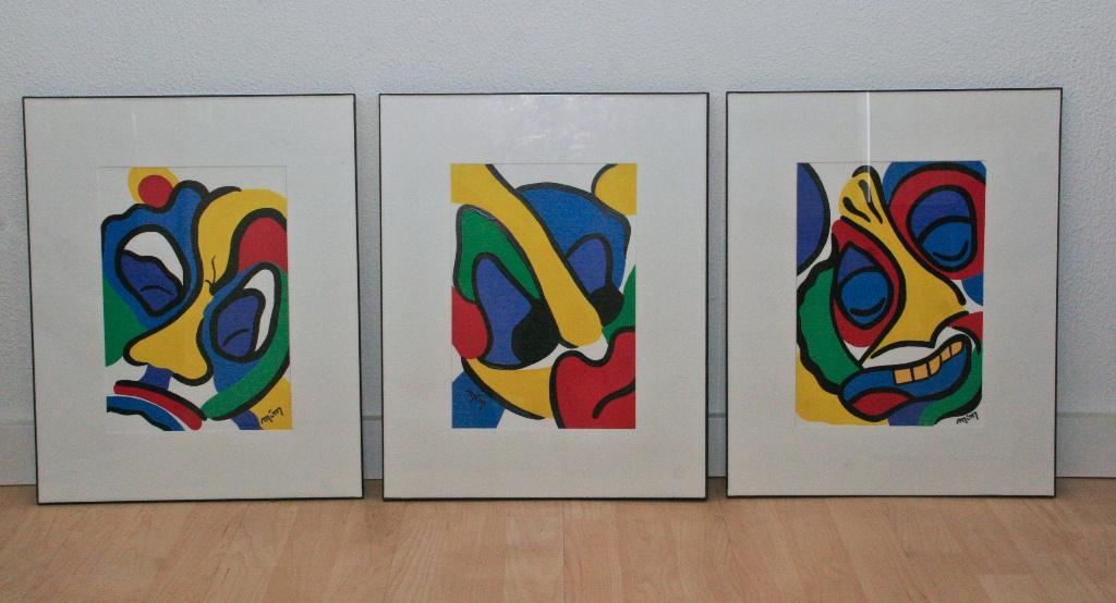 Drieluik "horen, zien en zwijgen" van  kunstenares MiM, Ophalen of Verzenden