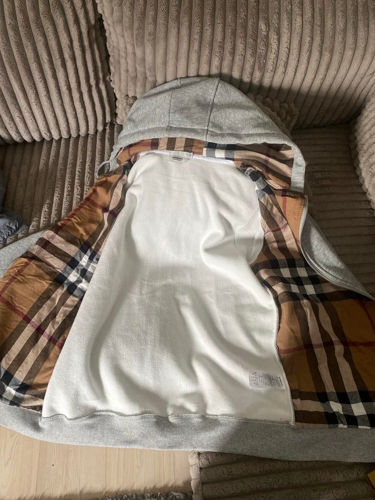 Burberry Hoodie met rits en Nova Check voering - Grijs, Ophalen of Verzenden, Nieuw, Maat 48/50 (M), Grijs