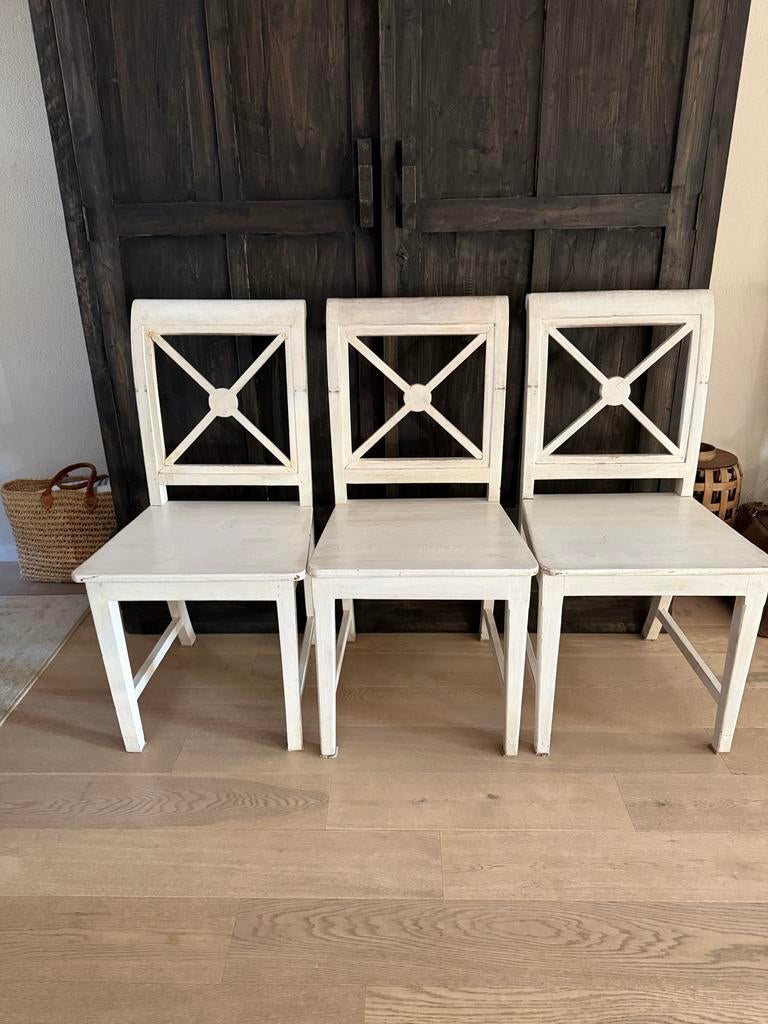 3 vintage/brocante eetkamerstoelen, Ophalen