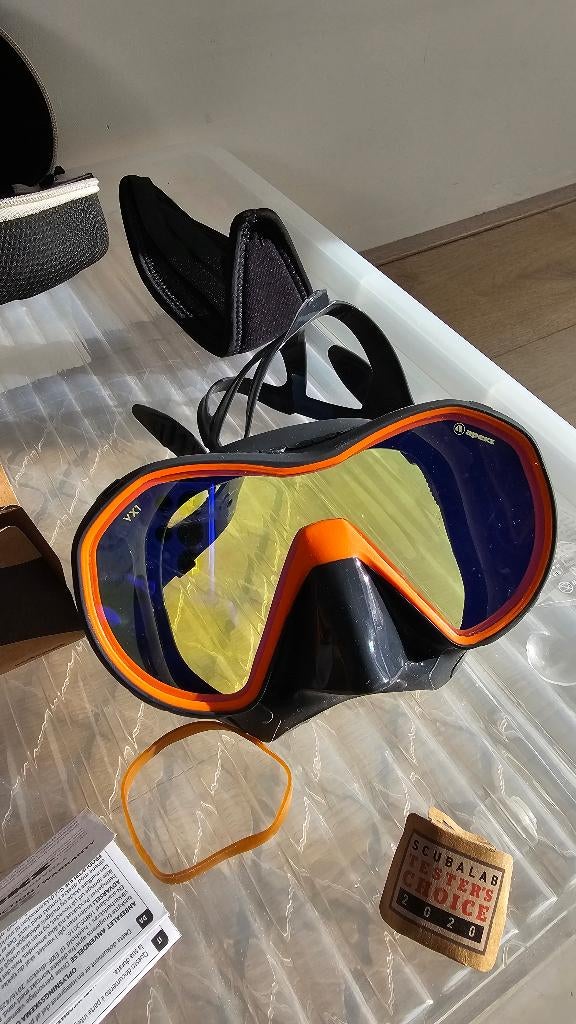 Duikbril divemask apeks frameless vx1 grey orange uv, Ophalen of Verzenden, Nieuw, Duikbril of Snorkel
