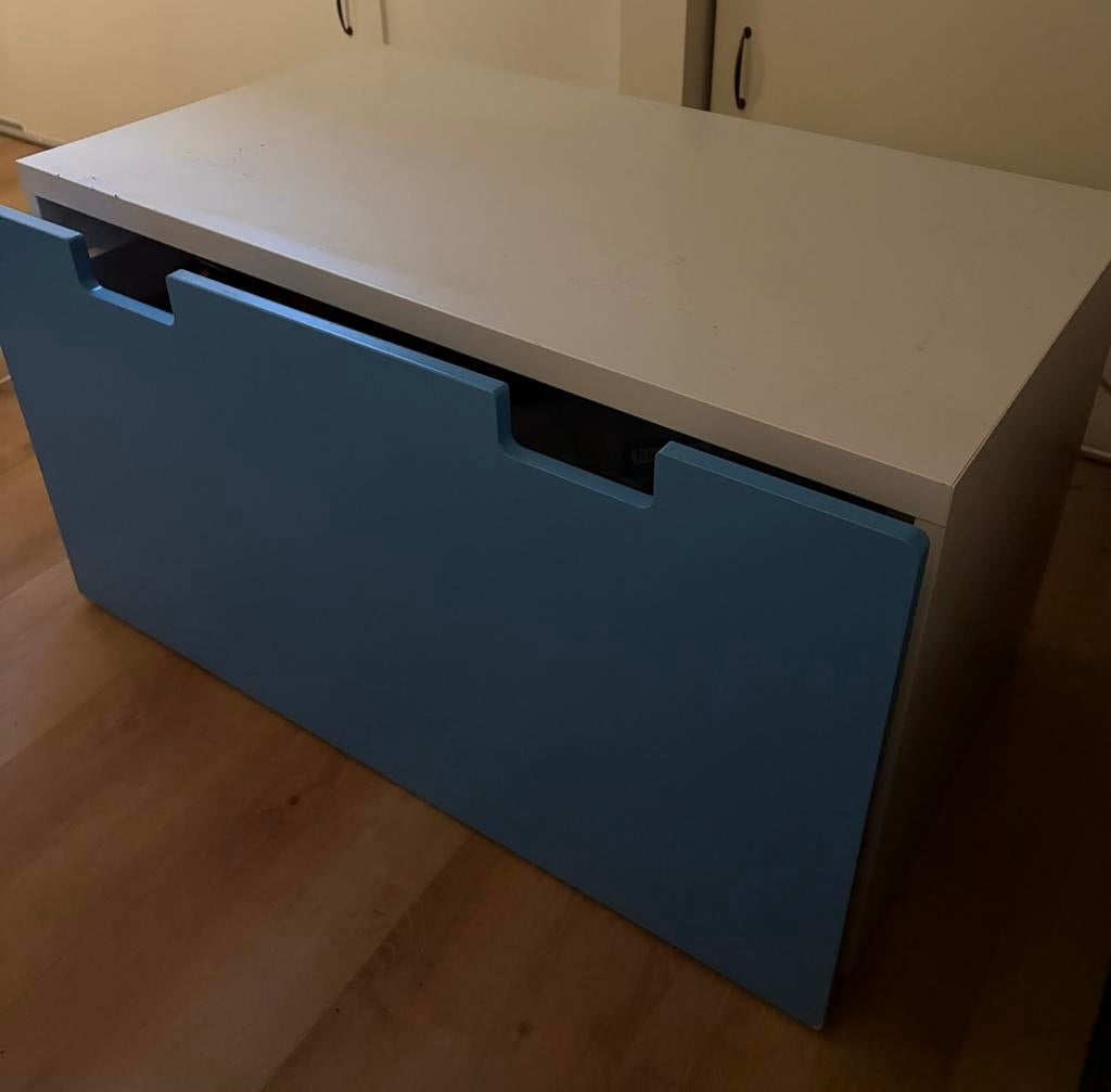 Tafeltje met blauwe lade, Ophalen, Gebruikt, Rechthoekig, Minder dan 55 cm