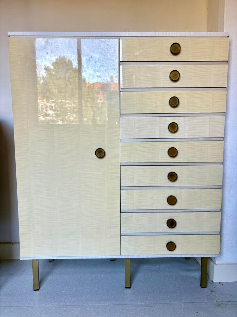 Ladekast retro slaapkamer, Huis en Inrichting, Kasten | Ladekasten, Gebruikt, 100 tot 150 cm, 3 of 4 laden, 25 tot 50 cm