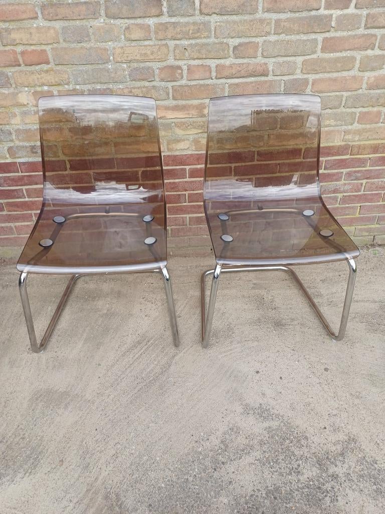 2 IKEA TOBIAS stoelen., Huis en Inrichting, Ophalen of Verzenden, Gebruikt, Wit, Twee