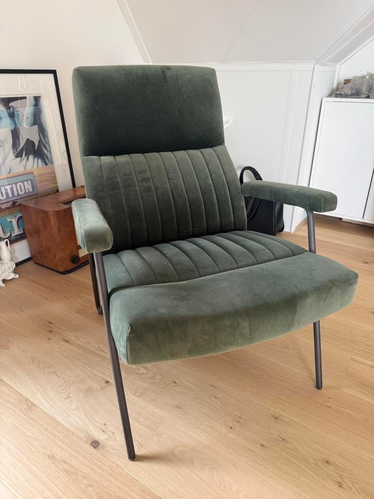 Prachtige donker groen stoel/fauteuil, Huis en Inrichting, Fauteuils, Ophalen, Zo goed als nieuw, Stof