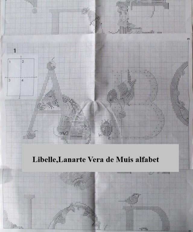 Borduurpatroon,Borduren,Libelle1995,Vera de muis,ABC alfabet, Verzenden, Zo goed als nieuw, Patroon