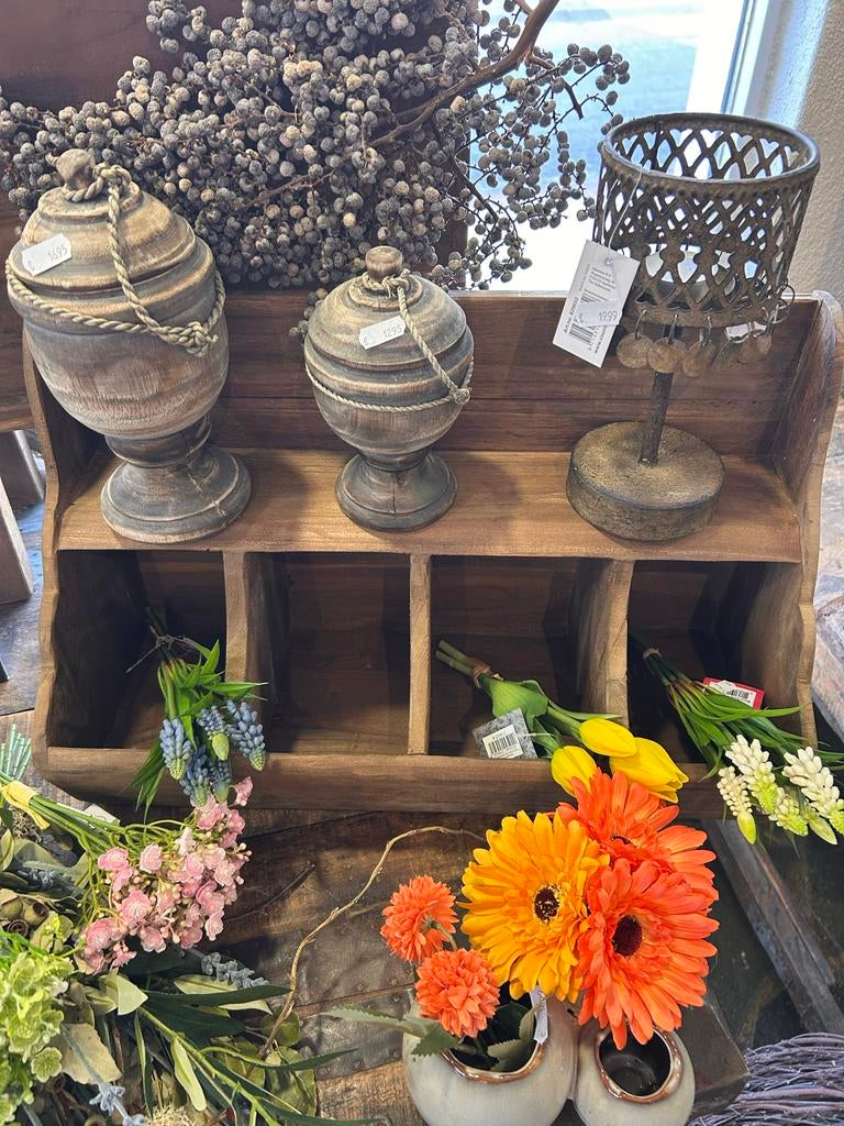 Houten gruttersbak met vier vakken, Huis en Inrichting, Woonaccessoires | Overige, Hout, Nieuw, Ophalen of Verzenden, Landelijk