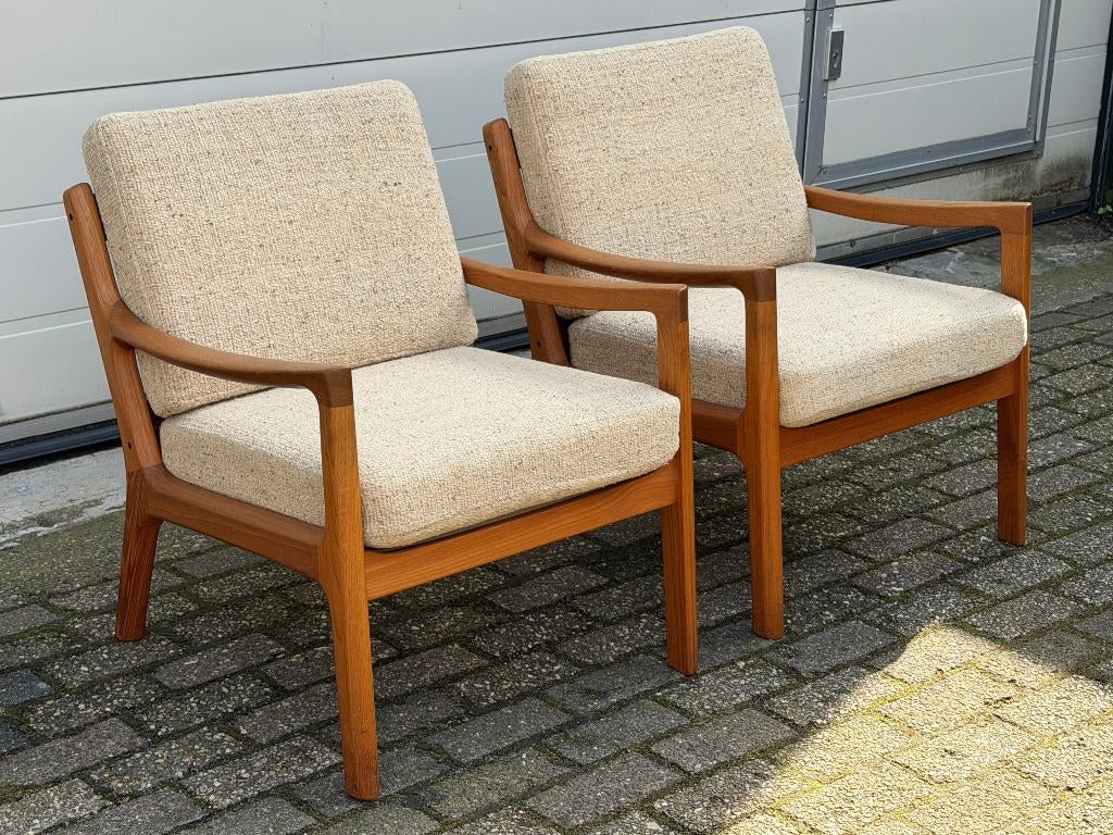 Cado Wanscher Set fauteuils Teak Vintage Deens Design Jaren, Huis en Inrichting, Ophalen, Gebruikt, Stof, Hans Wegner Vodder Getama Vitra Eames Togo Retro Moller Bank