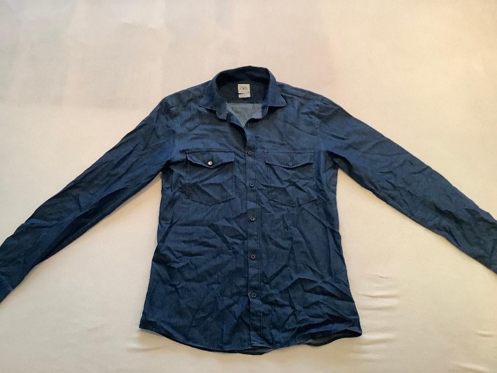 Mooi denim overhemd van het merk Zara, maat S, Zara, Blauw, Halswijdte 38 (S) of kleiner, Ophalen of Verzenden