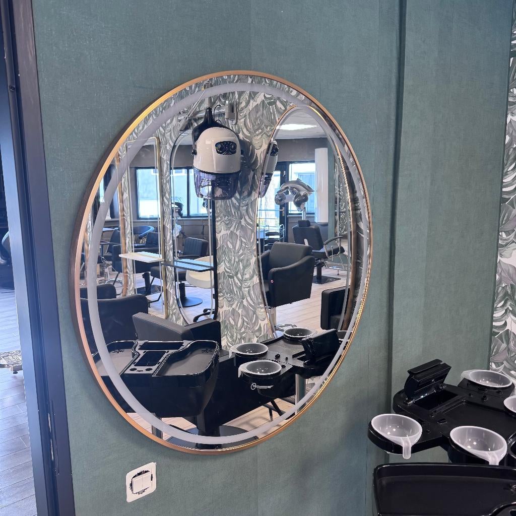 100 cm dia Spiegel Zwart Goud Rose Led Kaptafel Badkamer, Ophalen, 200 cm of meer, Rond, Nieuw