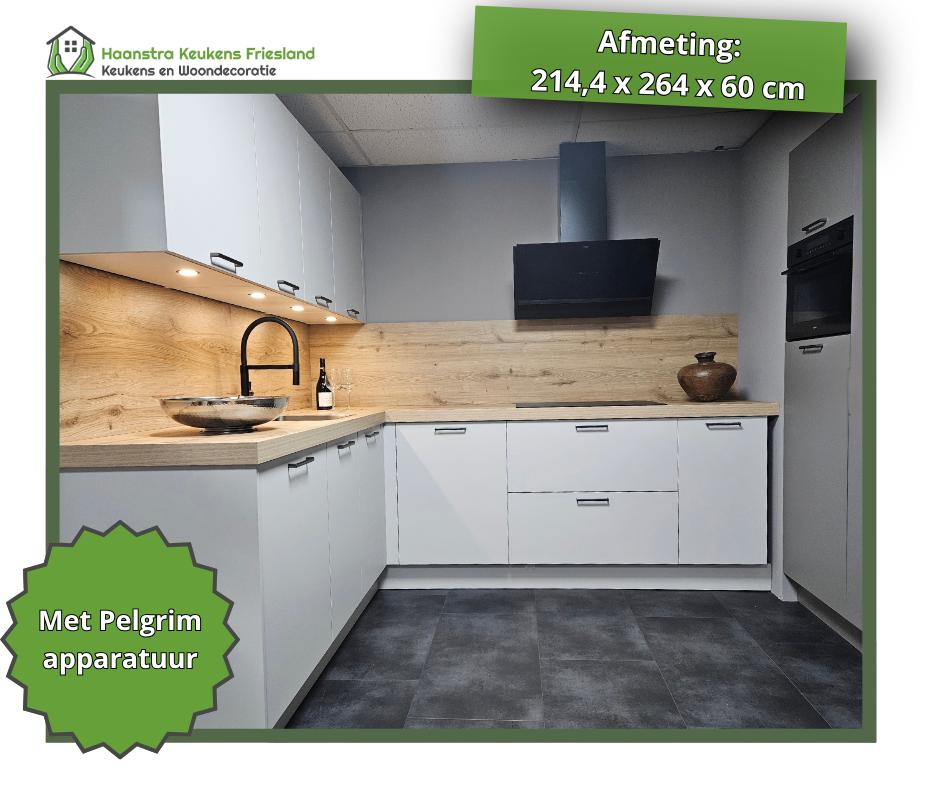 Showroomkeuken  Häcker Systemat 1000 Zandgrijs, Huis en Inrichting, Ophalen, Hoekkeuken, Nieuw, Kunststof