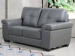 Z.G.A.N. Brede tweezitsbank grijs echt leer Hazel, Ophalen, Tweepersoons, Zo goed als nieuw, Leer