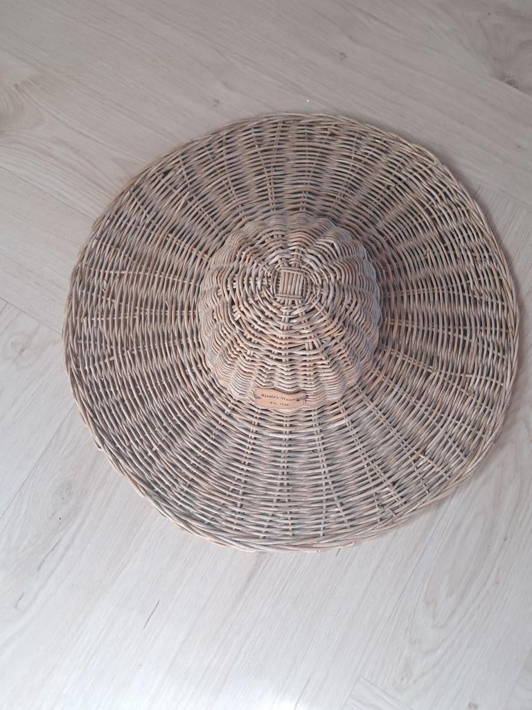 Rattan hoed wanddecoratie Riviera Maison, Huis en Inrichting, Woonaccessoires | Overige, Ophalen, Beige, Natuurlijk materiaal