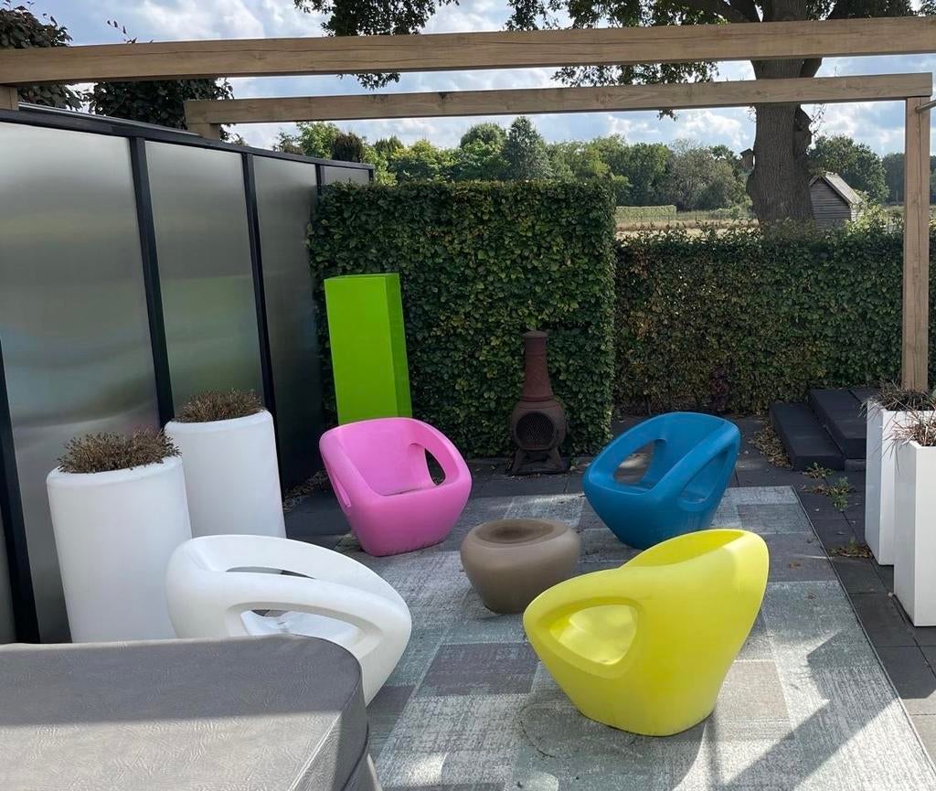 Lonc Loungestoel & Tafel - 4 Kleuren, Hoogwaardig Kunststof, Tuin en Terras, Tuinstoelen, Gebruikt, Kunststof, Ophalen
