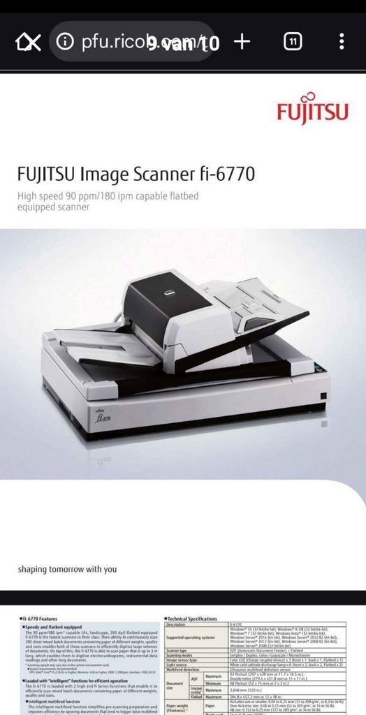 Professionele hoogwaardige scanner fujitsu, Ophalen of Verzenden