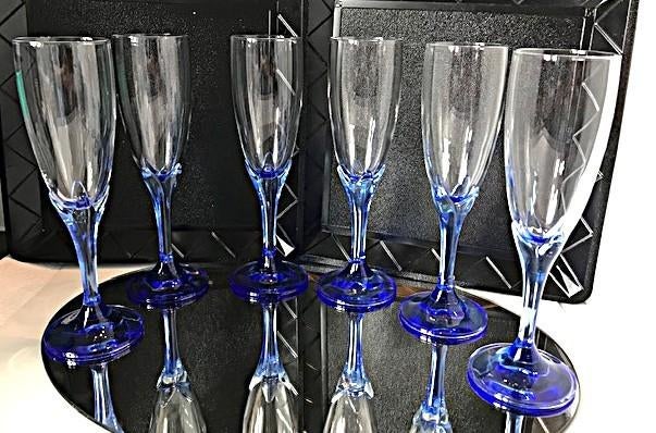 Champagne Kristal glazen Bormioli Rocco Saphire Blue✨😍💑👌, Ophalen of Verzenden
