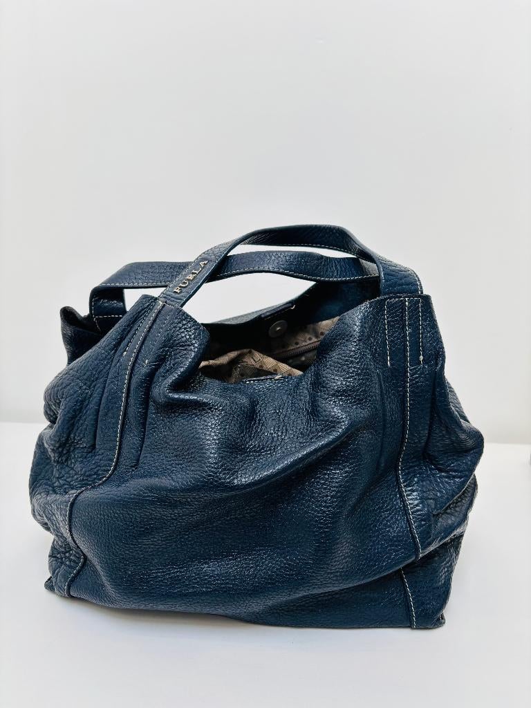Furla blauwe leren tas, Ophalen, Gebruikt, Blauw, Schoudertasje