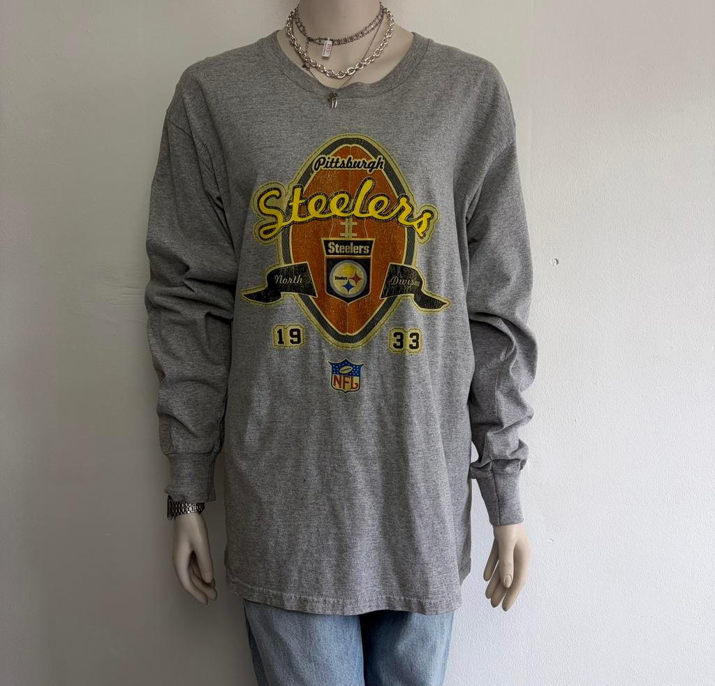 Vintage NFL Pittsburgh Steelers longsleeve UNISEX, Ophalen of Verzenden, Zo goed als nieuw, Maat 52/54 (L), Grijs